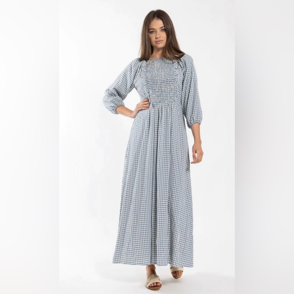 Concept Gingham Smock Front Midi Dress